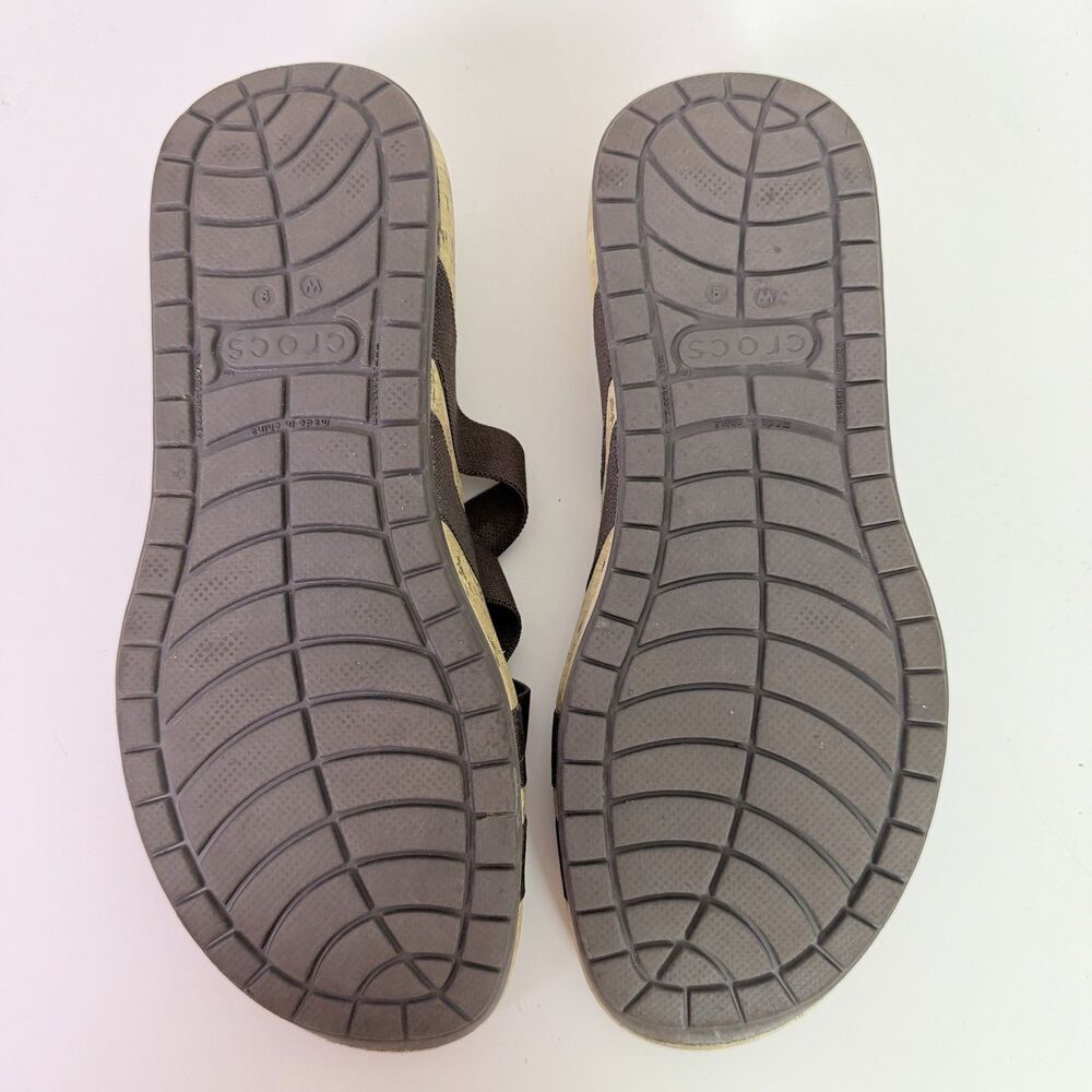 Crocs Edie Stretch Sandals Womens 9 Brown Criss Cross Strappy Comfort Slide - Picture 11 of 16